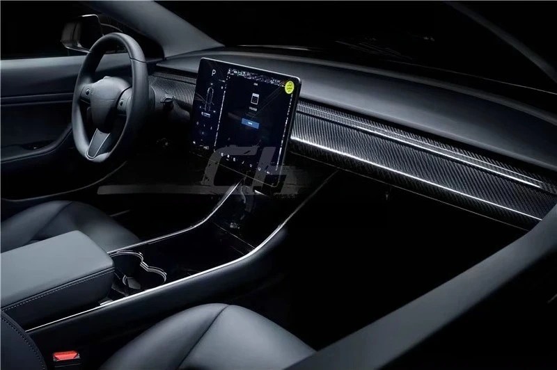 Trade Assurance Dry Carbon Fiber Interior Trim Fit For 2018-2019 Model 3 Dashboard Air Con Vent Panel Replacement